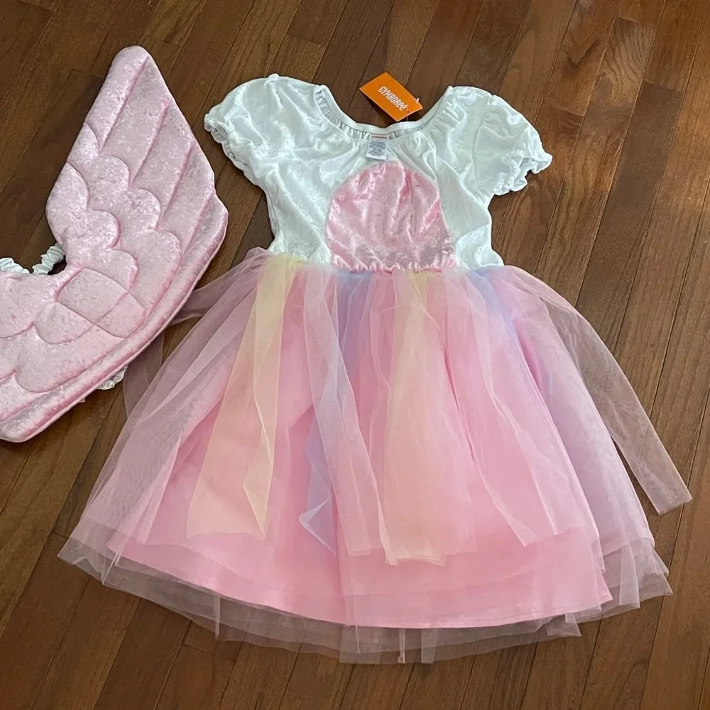 New Gymboree Girls Unicorn Tulle Dress Costume and Wings Size 10